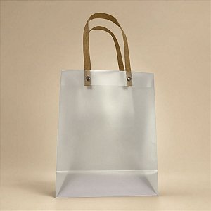 Sacola Transparente Fosca PVC com Alça de Fibra - 25x20x10cm - 1 unidade - Rizzo