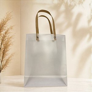 Sacola Transparente Fosca PVC com Alça de Fibra - 30x20x12cm - 1 unidade - Rizzo