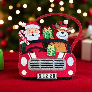 Bolsa de Natal de Filtro - Carro Papai Noel - 20,5x17x8cm - 1 unidades - Cromus - Rizzo