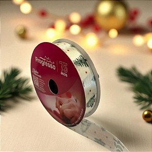 Fita de Cetim 10m x 15mm - Cor 095 - Pinheiros de Natal - Rolo 10 metros  - 1 unidade - Progresso - Rizzo