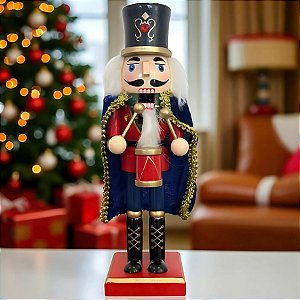 Soldado de Chumbo de Madeira com Capa e Bateria - 7,5x24,5x6,5cm - Azul e Vermelho - 1 unidade - Artlille - Rizzo