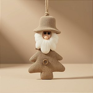 Enfeite Para Pendurar de Natal - Papai Noel Artesanal - Champagne - 13x8cm - 1 unidade - Rizzo - Rizzo