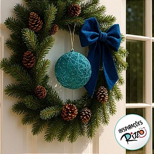 Bola de Natal - Rattan com Laço Xadrez - Marrom - 7,5cm - 1 unidade - Cromus - Rizzo