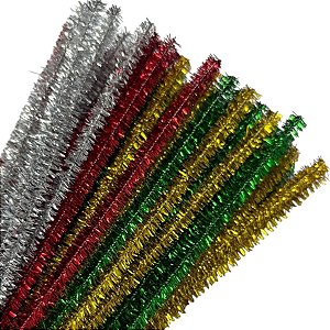 Haste de Chenille 30cm - Sortido Metalizado - 100 unidades - Art Montagem - Rizzo