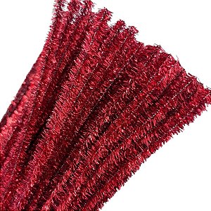 Haste de Chenille 30cm - Vermelho Metalizado - 100 unidades - Art Montagem - Rizzo