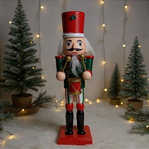 Soldado de Chumbo de Madeira com Bateria - 18cm - Vermelho e Verde - 1 unidade - Artlille  - Rizzo