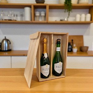 Caixa de Madeira para Vinho Dupla - 36x23,5x10,5cm - 1 unidade - Rizzo