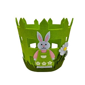 Cesta Decorativa de Páscoa - Coelhinho Verde - 15x17,5cm - 1 unidade - Rizzo