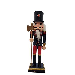 Boneco Soldado Quebra Nozes de Madeira com Machado - 25cm - Azul e Vermelho - 1 unidade - Rizzo