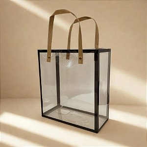 Caixa de PVC com Alça Kraft - Preto - 21x19x9cm - 12 unidades - Rizzo