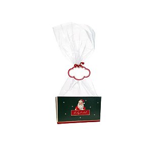 Kit Fundo Retalngular Verde - Feliz natal - 8,5x4,5x5cm - 10 unidades - Cromus - Rizzo
