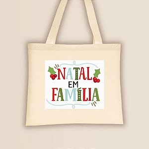 Sacola de Algodão Ecobag - Natal Em Família - 40x33cm - 1 unidade - Rizzo