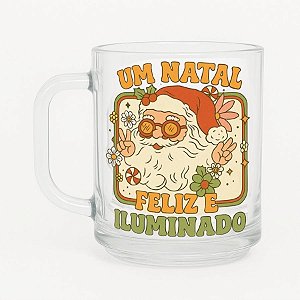 Caneca De Vidro - Papai Noel Hippie - 335ml  - 1 unidade - Rizzo