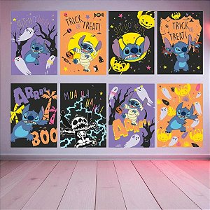 Quadro Decorativo - Stitch Halloween - 25x35cm - 8 unidades - Disney Original - Rizzo