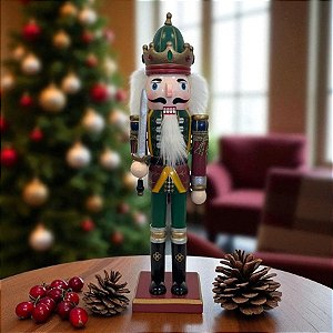 Soldado de Chumbo de Madeira com Espada - 30cm - Vermelho e Verde - 1 unidade - Rizzo