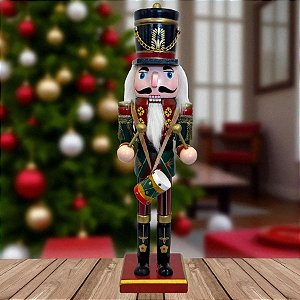 Soldado de Chumbo de Madeira com Bateria - 30cm - Vermelho e Verde  - 1 unidade - Rizzo