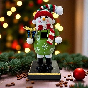 Enfeite Decorativo de Natal em Madeira - Boneco de Neve - 15cm - 1 unidade - Rizzo