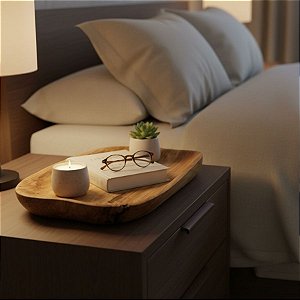 Bandeja Decorativa em Madeira Natural Formato Orgânico - 44x26x3cm - 1 unidade - Rizzo