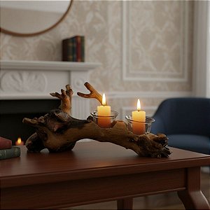 Decoração Madeira - Rústica Artesanal - Galho Claro Com Vidro  - 1 unidade - Rizzo