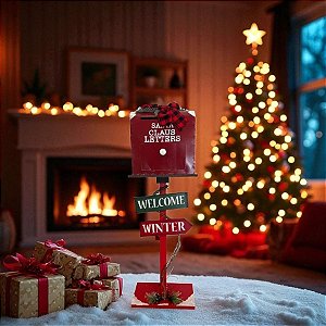 Enfeite Decorativo de Natal - Caixa Postal "Santa Claus Letters"- 83x25x17CM - 1 unidade - Rizzo