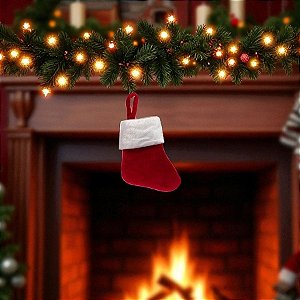 Meia de Natal para Pendurar - Vermelha - 17x12x10cm - 1 unidade - Rizzo