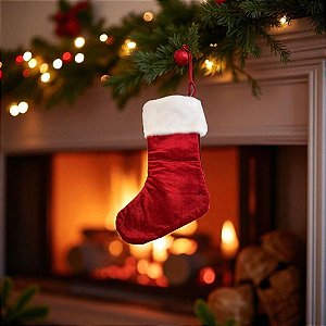 Meia de Natal para Pendurar - Vinho - 47x27x20cm - 1 unidade - Rizzo