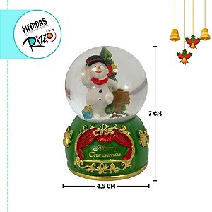 Enfeite Decorativo de Natal - Globo de Neve com Boneco de Neve e Árvore - 4,5x7cm - RZO02298 - 1 unidade - Rizzo