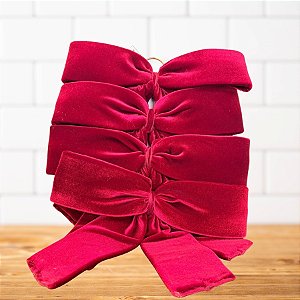 Kit Laço de Veludo Vermelho M - 25x21x4cm - 1 unidade - Rizzo