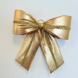 Laço Lamê Dourado e Galão G - 30x36x8cm - 1 unidade - Rizzo