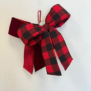 Kit Laços de Veludo Vermelho e Xadrez - 24x27x7cm - 2 unidades - Rizzo