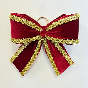 Laço de Veludo Vermelho e Galão P - 21x22x5 - 1 unidade - Rizzo