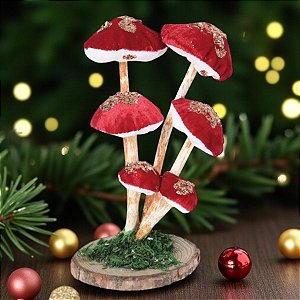 Enfeite Decorativo De Natal - Cogumelos - Vermelho e Verde - 19x10x10cm - 1 unidade - Cromus - Rizzo