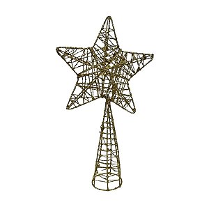 Topo Estrela para Árvore de Natal Plástico - Ouro - 24x14x5cm - 1 unidade - Cromus - Rizzo