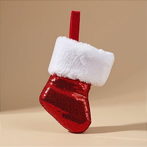 Meia de Natal para Pendurar - Vermelho Metalizado - 15cm - 1 unidade - Cromus - Rizzo