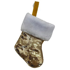 Meia de Natal para Pendurar - Dourado Metalizado - 15cm - 1 unidade - Cromus - Rizzo