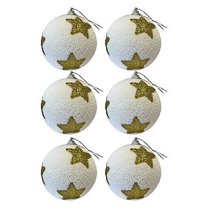Bolas de Natal - Estrelas Douradas - 8x8x8cm - 6 unidades - Cromus - Rizzo