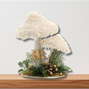 Enfeite Decorativo de Natal - Cogumelo Bege - 22x17x15,5cm - 1 unidade - Cromus - Rizzo