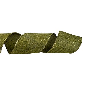 Fita Aramada Decorativa de Natal - Verde com Poá Ouro - 6,3cmx9,14m - 1 unidade - Cromus - Rizzo