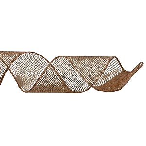 Fita Aramada Decorativa de Natal - Ouro Rosê Vazado - 6,3cmx9,14m - 1 unidade - Cromus - Rizzo