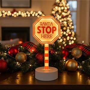 Luminária de Natal - "Santa Stop Here" -  27cm - 1 unidade - Rizzo