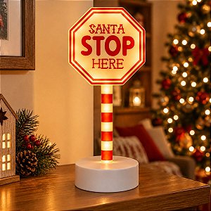 Luminária de Natal - "Santa Stop Here" - 27cm - 1 unidade - Rizzo