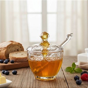 Pote de Vidro para Mel com Tampa - "Meleira" Paris - 8,5x8,5x10,8cm - 1 unidade - Rizzo