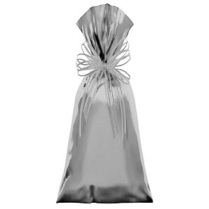 Saco Para Presente Metalizado - Prata G4 - 20x50cm - 50 unidades - Cromus - Rizzo
