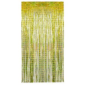 Cortina Decorativa Metalizada de Glitter Dourado Hológrafico - 1x2m - 1 unidade - Rizzo
