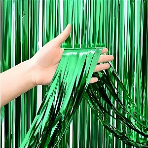 Cortina Decorativa Metalizada Verde 1x2m - 1 unidade - Rizzo