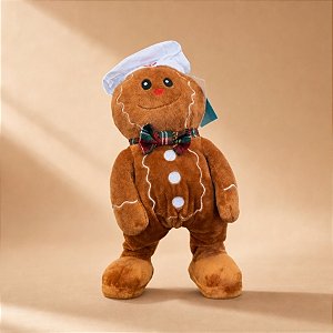 Pelúcia de Natal com Som e Movimento - Boneco de Gengibre - 18x32x11cm - 1 unidade - Rizzo