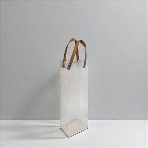 Sacola Transparente Fosca PVC com Alça Fibra - 12x35x9cm - 1 unidade - Rizzo