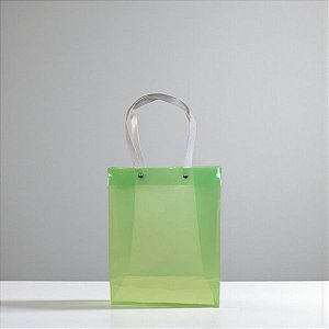 Sacola Transparente PVC com Alça de Fibra - Verde - 24,5x19,5x9,5cm - 1 unidade - Rizzo