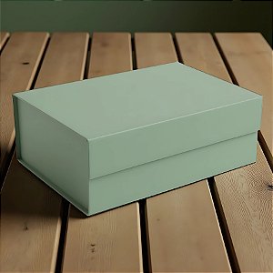 Caixa de Papel Rígido Retangular Verde Sálvia com Imã - 1 unidade - Cromus - Rizzo
