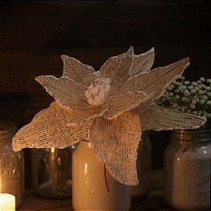 Poinsettia Decorativa - Poa, Cru e Branco - 26cm - 1 unidade - Cromus - Rizzo